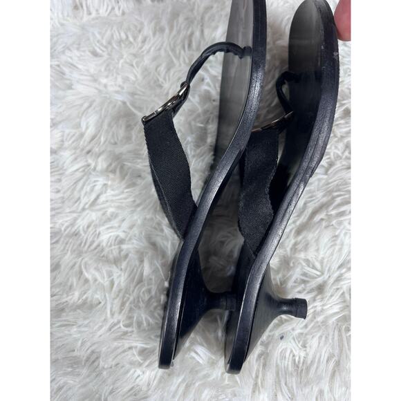 Gucci Shoes Womens Size 8 Black Logo Leather Sandals Slide Thong Made in Italy - Picture 12 of 14